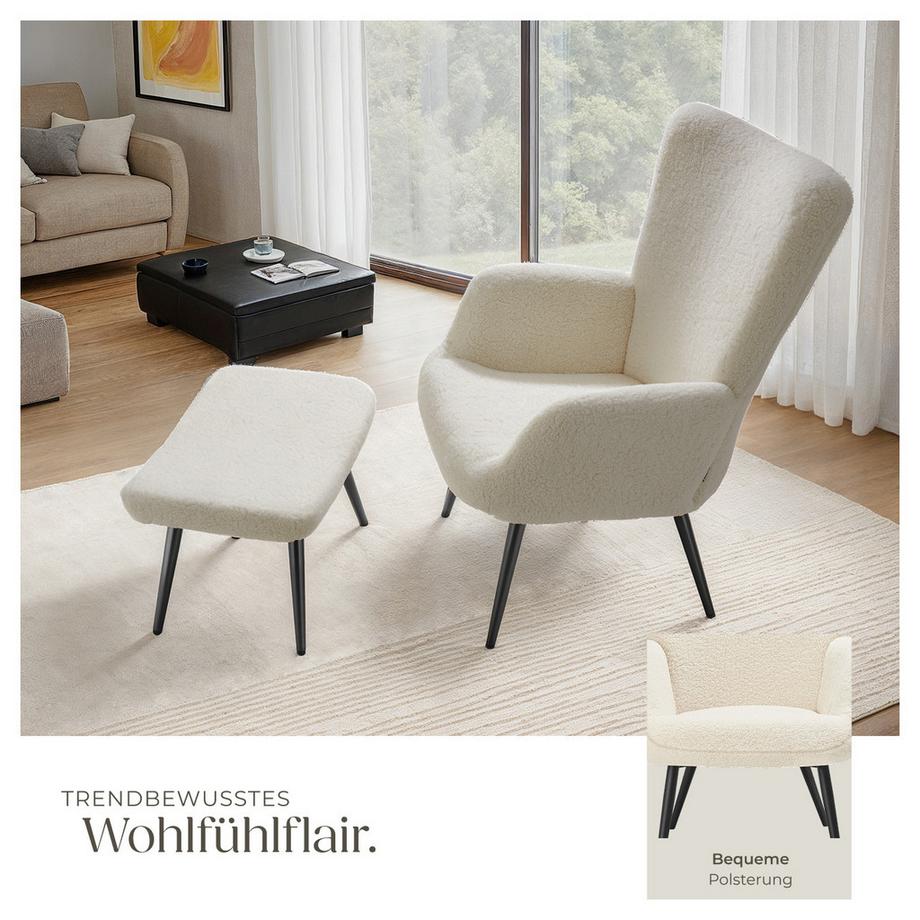 Tectake Sessel Hygge gepolstert bodenschonende Kunststoffkappen, Belastbarkeit 150 kg  