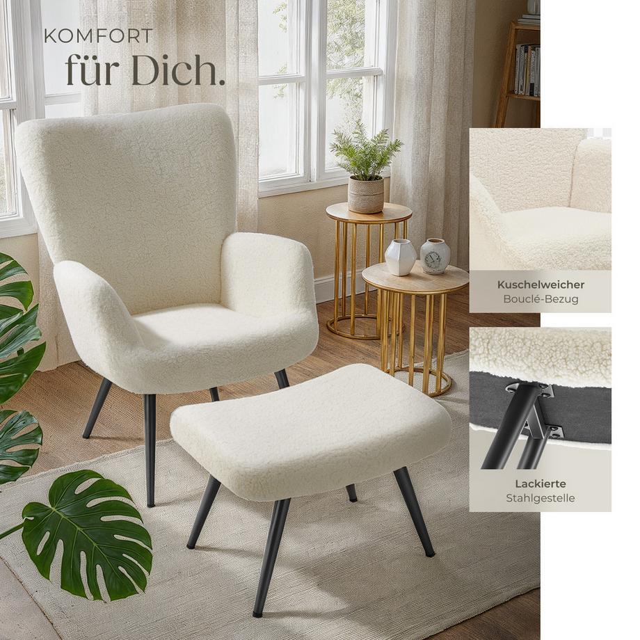 Tectake Sessel Hygge gepolstert bodenschonende Kunststoffkappen, Belastbarkeit 150 kg  