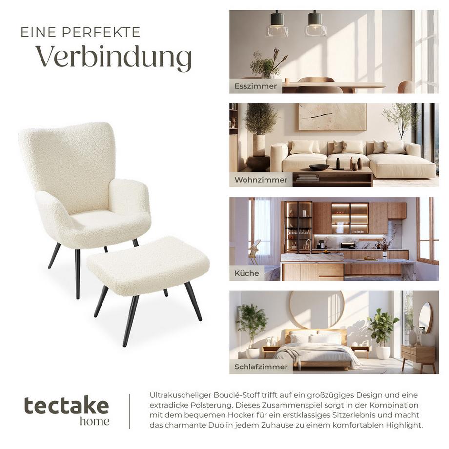 Tectake Sessel Hygge gepolstert bodenschonende Kunststoffkappen, Belastbarkeit 150 kg  