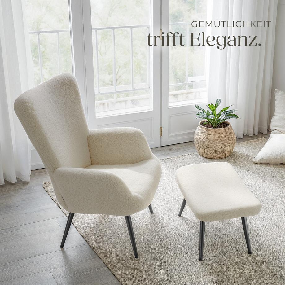 Tectake Sessel Hygge gepolstert bodenschonende Kunststoffkappen, Belastbarkeit 150 kg  