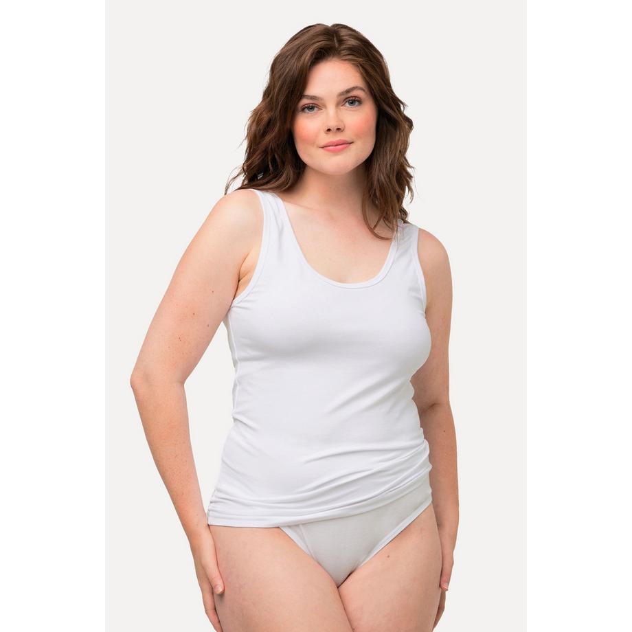 Ulla Popken Maillot de corps coton bio Débardeur slim bretelles larges  