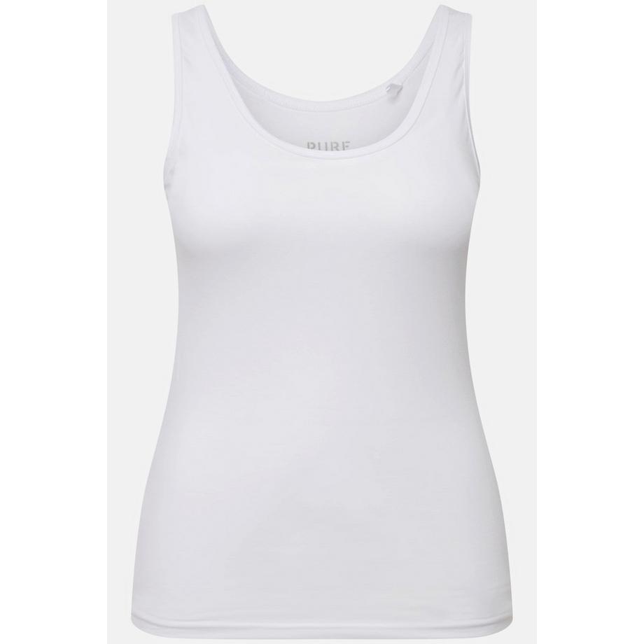 Ulla Popken Maillot de corps coton bio Débardeur slim bretelles larges  