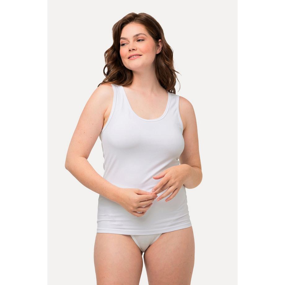 Ulla Popken Maillot de corps coton bio Débardeur slim bretelles larges  