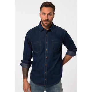 JP1880  Chemise en jean à manches longues et col Kent. Coupe Modern Fit. Jusqu'au 8XL 