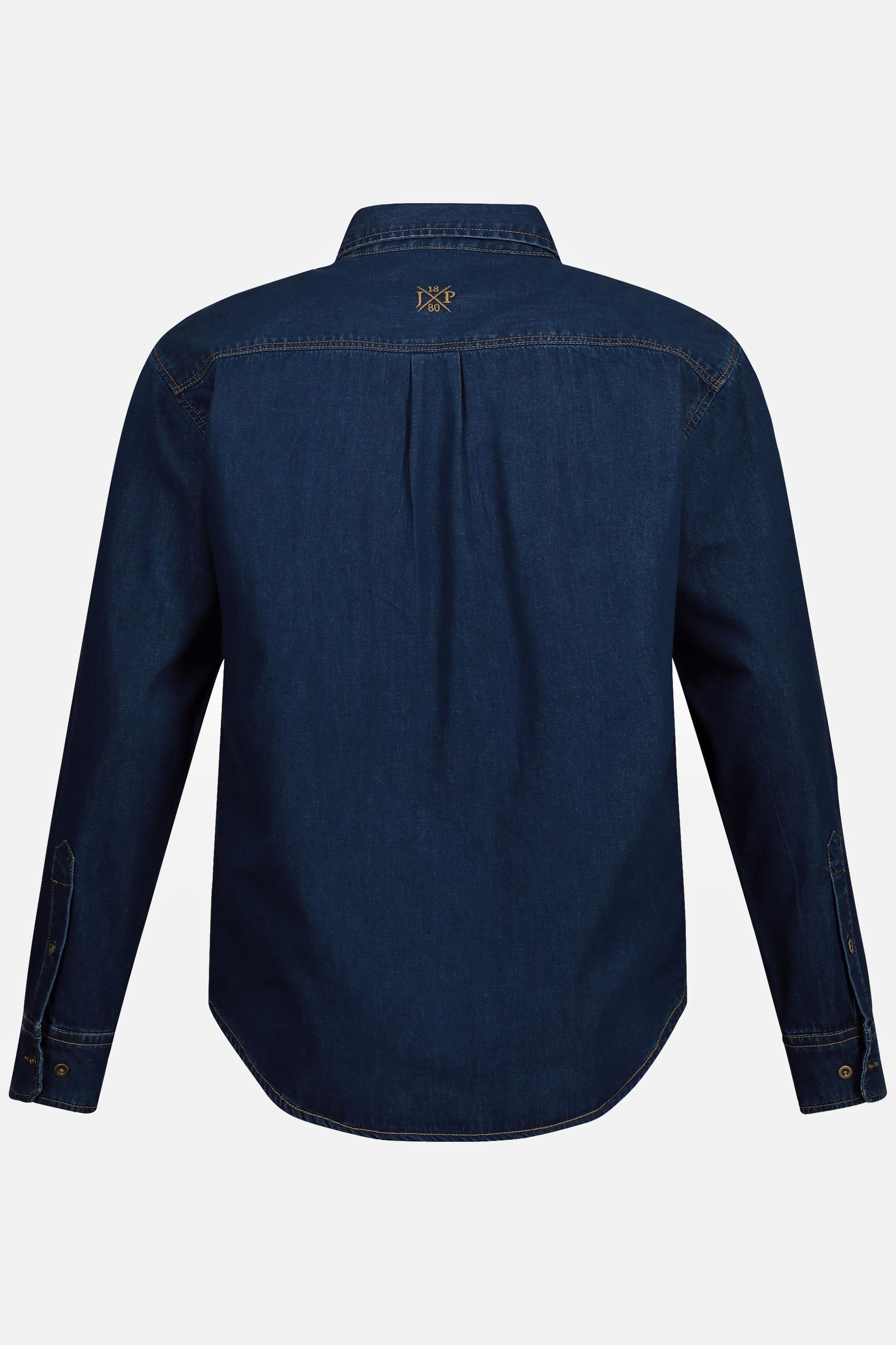 JP1880  Chemise en jean à manches longues et col Kent. Coupe Modern Fit. Jusqu'au 8XL 