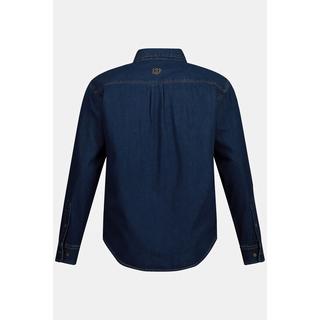 JP1880  Chemise en jean à manches longues et col Kent. Coupe Modern Fit. Jusqu'au 8XL 