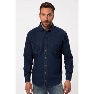 JP1880  Chemise en jean à manches longues et col Kent. Coupe Modern Fit. Jusqu'au 8XL 