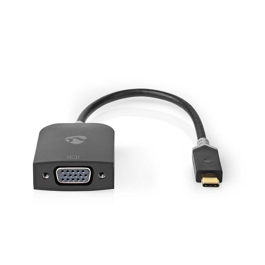 Nedis  USB-C™ Adapter | USB 3.2 Gen 1 | USB-C™ Stecker | VGA Buchse 15p | 1920x1200 | 0,20 m | Rund | Vergoldet | PVC | Anthrazit | Fensterbox mit Euroschloss 