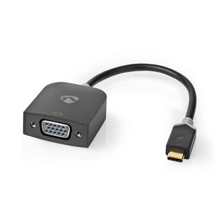 Nedis  Adattatore USB-C™ | USB 3.2 Gen 1 | USB-C™ Maschio | VGA Femmina 15p | 1920x1200 | 0,20 m | Rotondo | Placcato oro | PVC | Antracite | Scatola a finestra con serratura Euro 