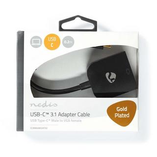 Nedis  Adattatore USB-C™ | USB 3.2 Gen 1 | USB-C™ Maschio | VGA Femmina 15p | 1920x1200 | 0,20 m | Rotondo | Placcato oro | PVC | Antracite | Scatola a finestra con serratura Euro 