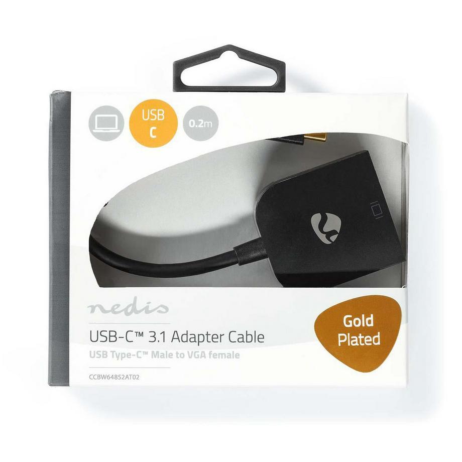 Nedis  USB-C™ Adapter | USB 3.2 Gen 1 | USB-C™ Stecker | VGA Buchse 15p | 1920x1200 | 0,20 m | Rund | Vergoldet | PVC | Anthrazit | Fensterbox mit Euroschloss 