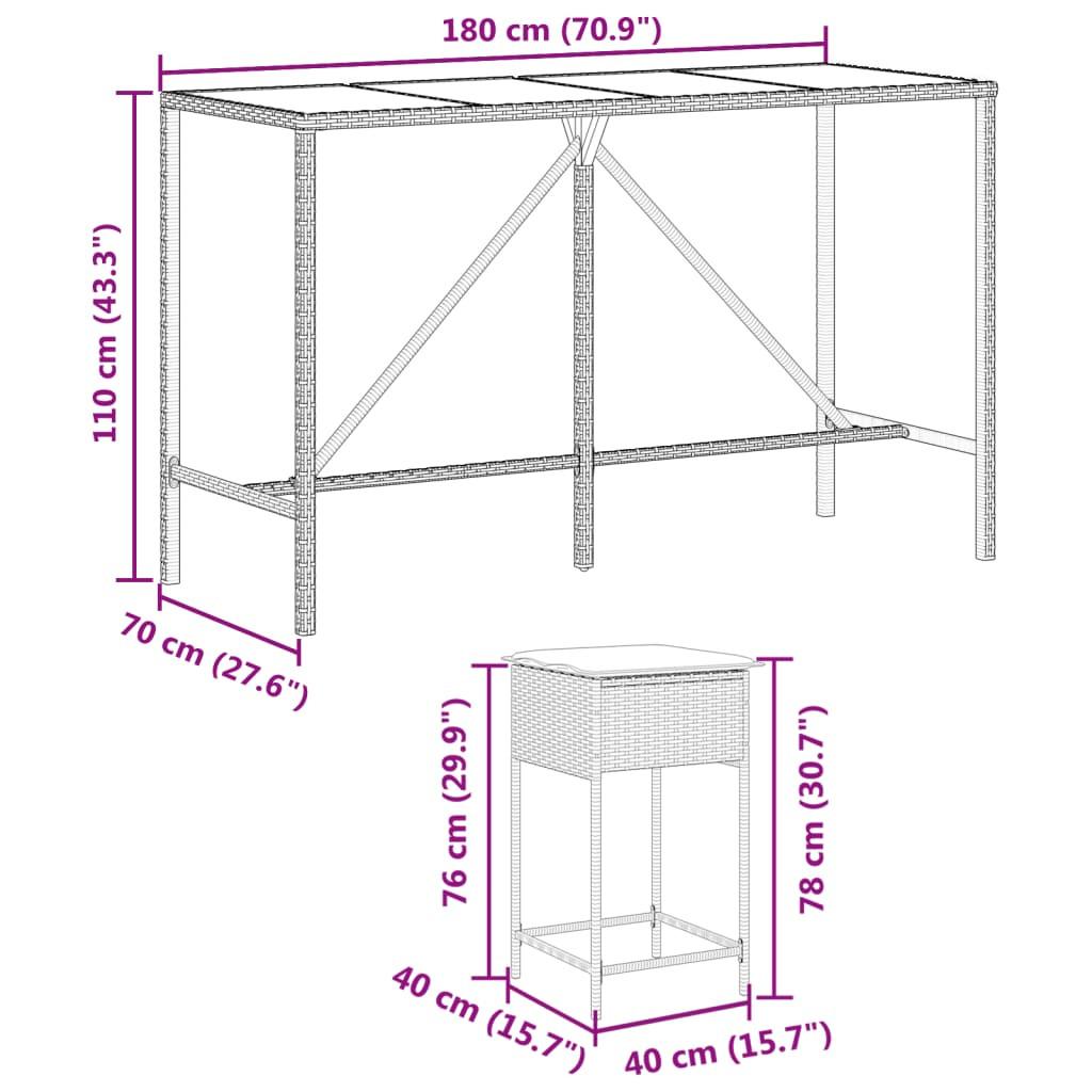 VidaXL set bar da giardino Polirattan  