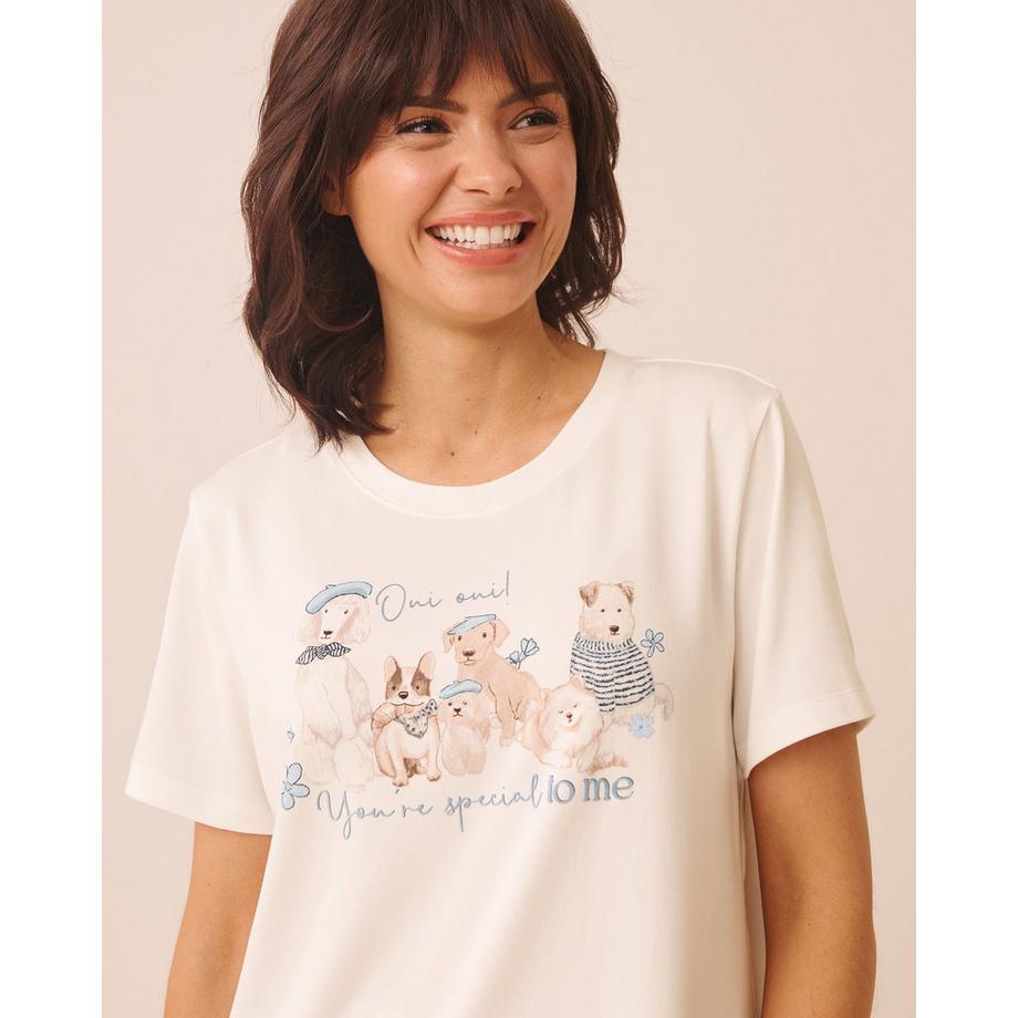 La Vie En Rose T-shirt manches courtes ultra doux imprimé chiens parisiens  