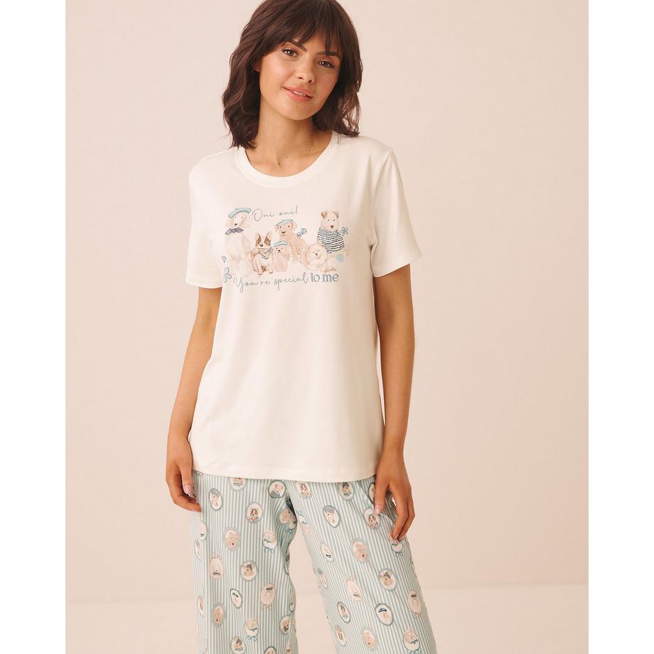 T-shirt manches courtes ultra doux imprimé chiens parisiens