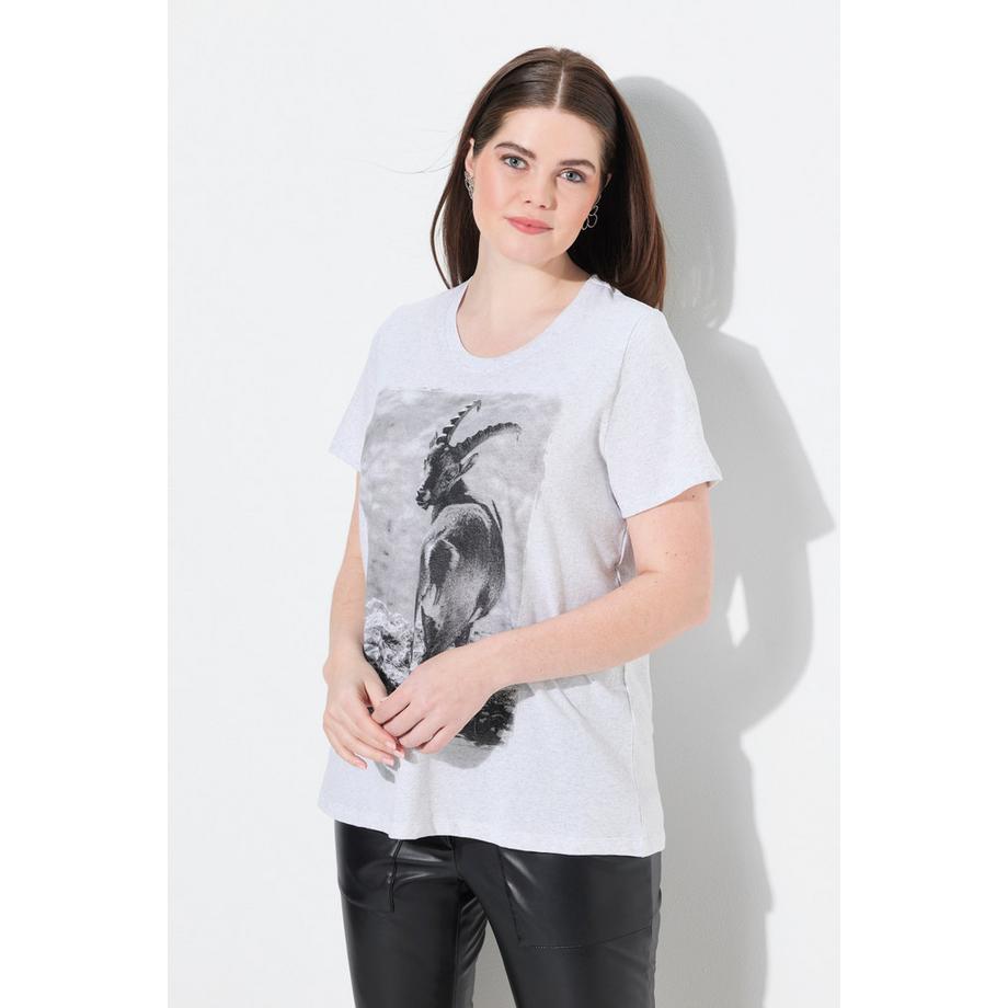 Ulla Popken T-Shirt Classic Motivo Tradizionale Girocollo Maniche Corte  