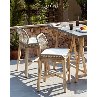 Beliani Garten-Barhocker 2er Set aus Akazienholz Boho TALAMONE  