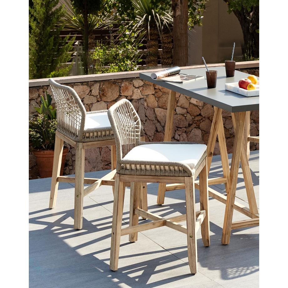 Beliani Set di 2 sgabelli da bar per giardino en Legno d'acacia Boho TALAMONE  