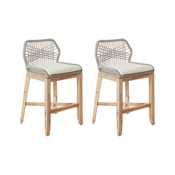 Lot de 2 chaises de bar de jardin en Acacia Boho TALAMONE