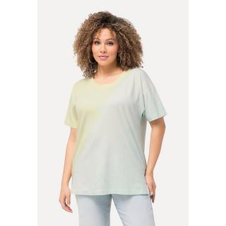 Ulla Popken  T-shirt con stampa effetto spray, scollo a girocollo e mezze maniche 