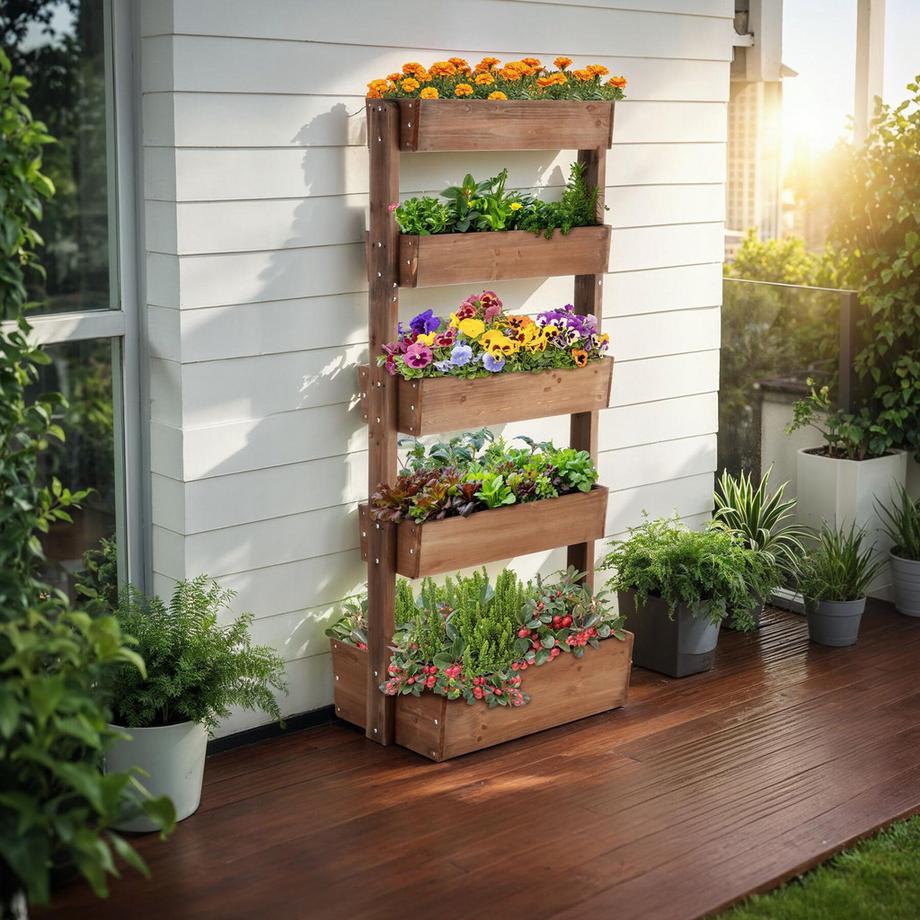 Tectake jardin vertical,Système vertical,Potager vertical FLORA 5 niveaux dont 4 avec fonction d’inclinaison  