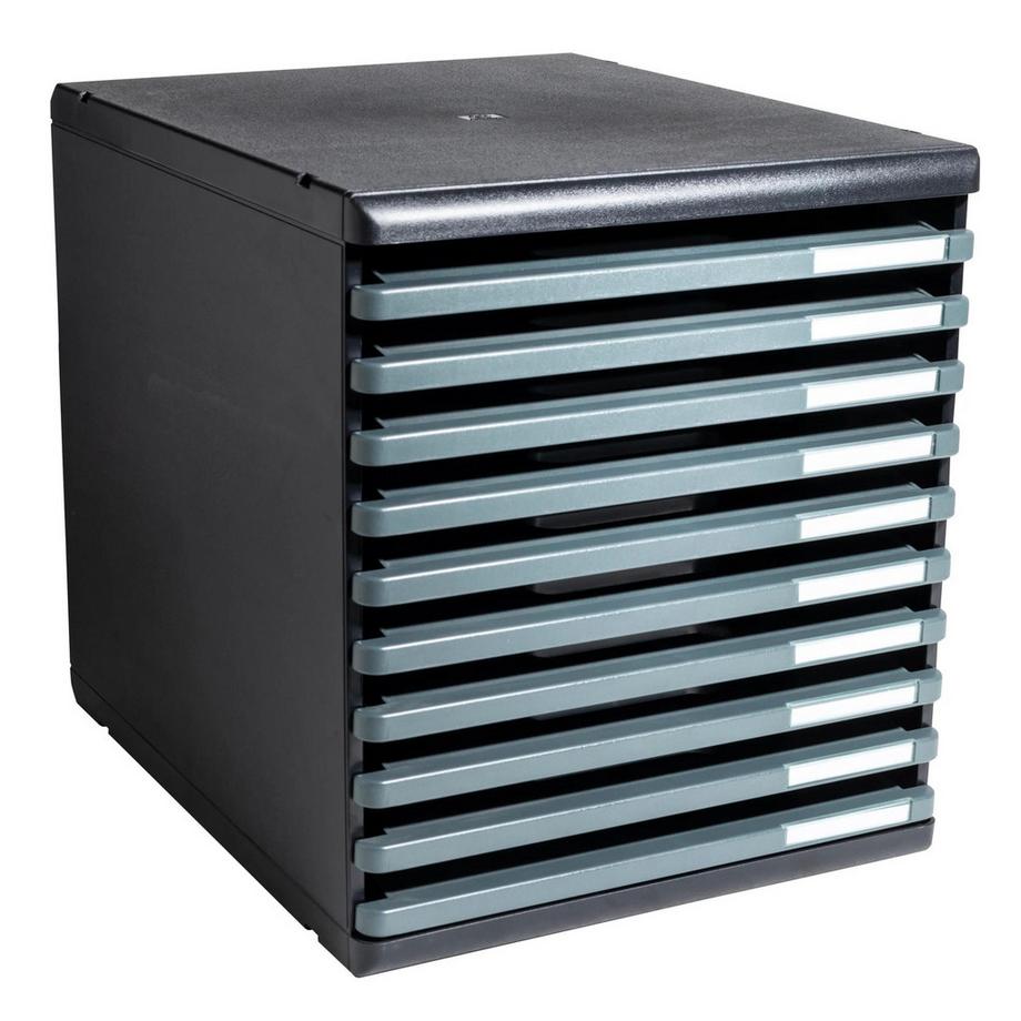 Exacompta Module de classement Modulo Ecoblack 10 tiroirs ouverts  