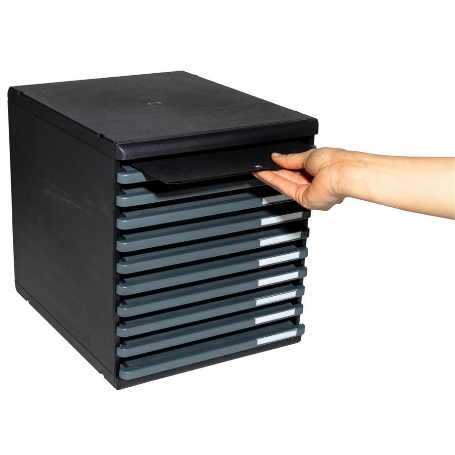 Exacompta Module de classement Modulo Ecoblack 10 tiroirs ouverts  