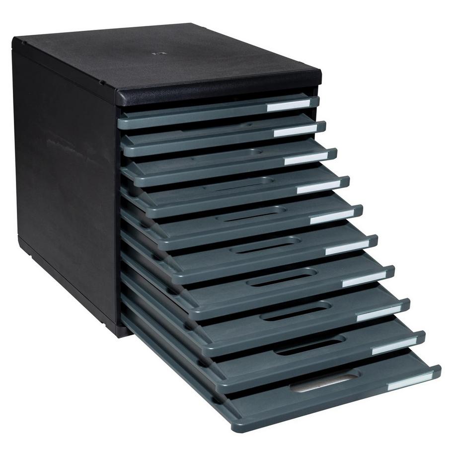 Exacompta Module de classement Modulo Ecoblack 10 tiroirs ouverts  