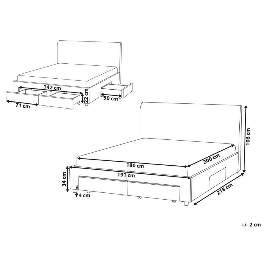 Beliani Lit avec tiroirs de rangement en Bouclé Scandinave SOUTRIN  