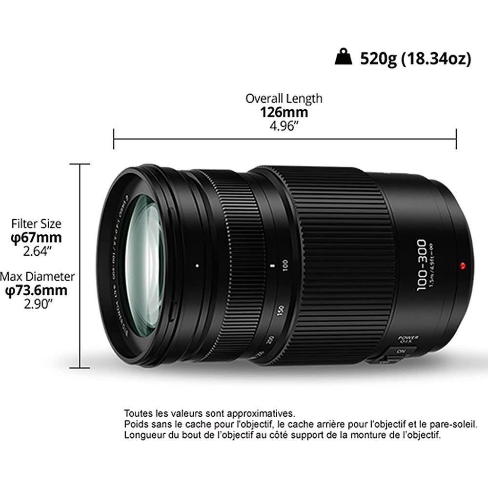 Panasonic  Objectif hybride  Lumix G Vario 100-300mm f/4.0-5.6 ASPH Power O.I.S noir 