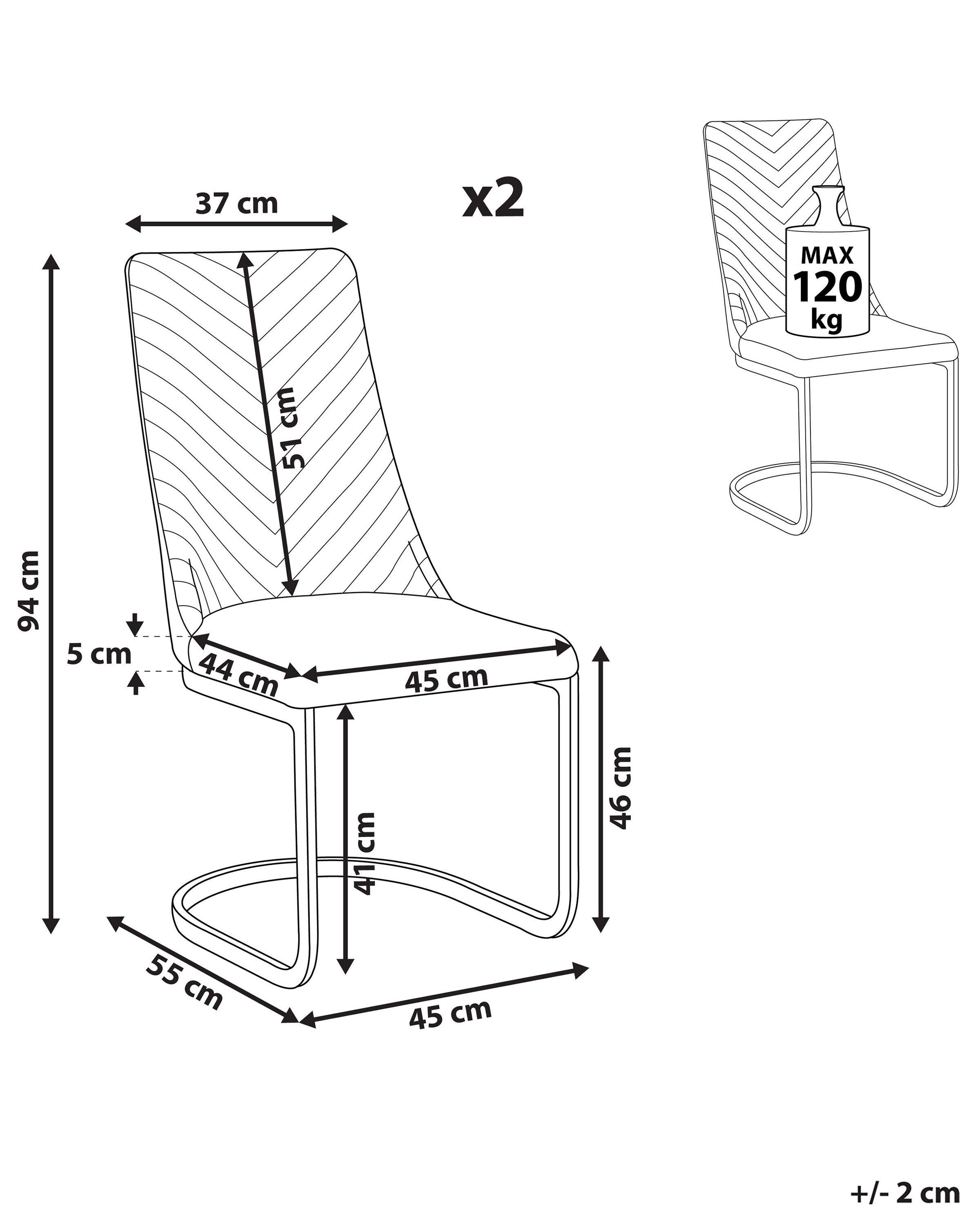 Beliani Lot de 2 chaises en Velours Moderne ALTOONA  