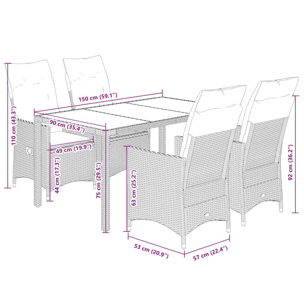 VidaXL set da pranzo da giardino Polirattan  