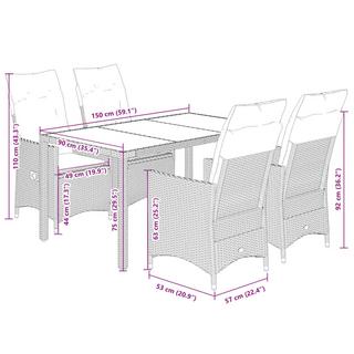 VidaXL Ensemble de salle à manger de jardin rotin synthétique  