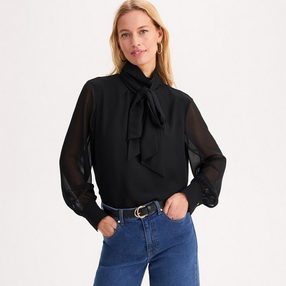 Blouse lavallière manches longues
