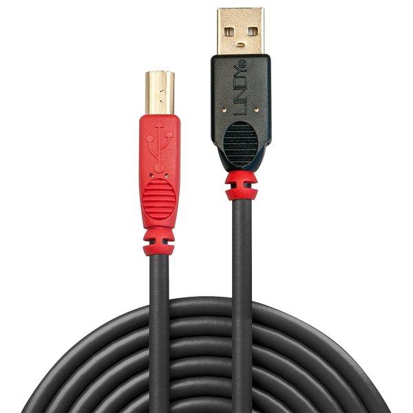 LINDY  42762 cavo USB 15 m USB 2.0 USB A USB B Nero, Rosso 