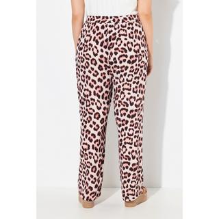 Ulla Popken Rose Fantasia Leopardata Gamba Larga Pantaloni  