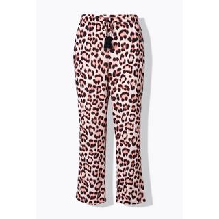Ulla Popken Rose Fantasia Leopardata Gamba Larga Pantaloni  