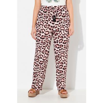 Pantaloni modello Rose con fantasia leopardata, taglio della gamba ampio e cintura elastica