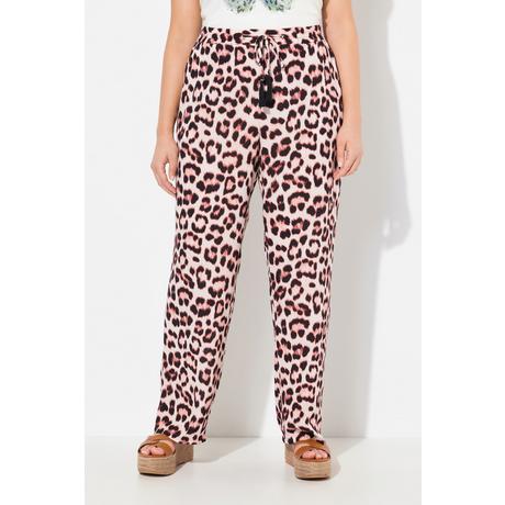 Ulla Popken Rose Fantasia Leopardata Gamba Larga Pantaloni  