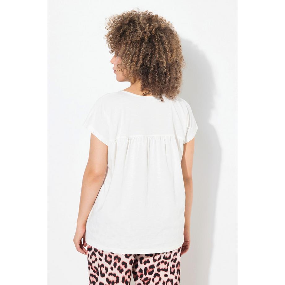 Ulla Popken T-shirt Oversize Imprimé Papillon Col V Manches Courtes  