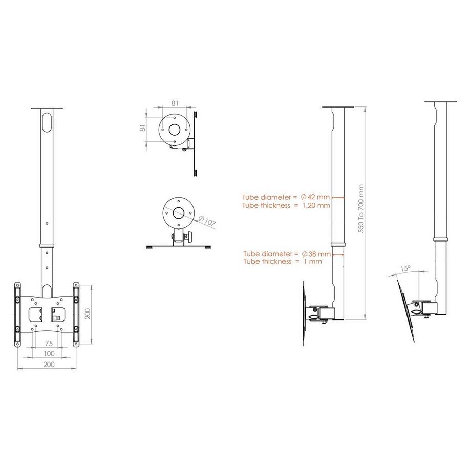 VCM Universal VESA TV Deckenhalterung Fernseh Halterung Halter B-DX 200  