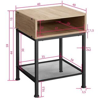 Tectake Table de chevet HARLOW 40,5x40,5x59cm  