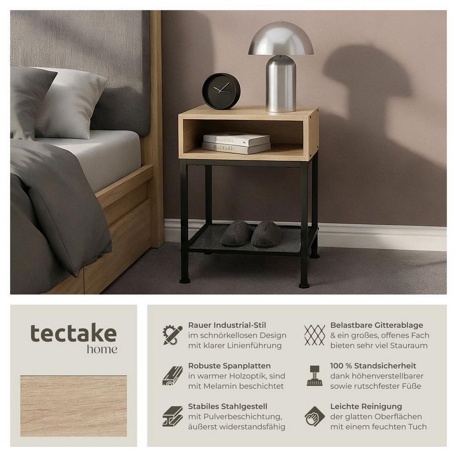 Tectake Comodino Harlow stile industriale  