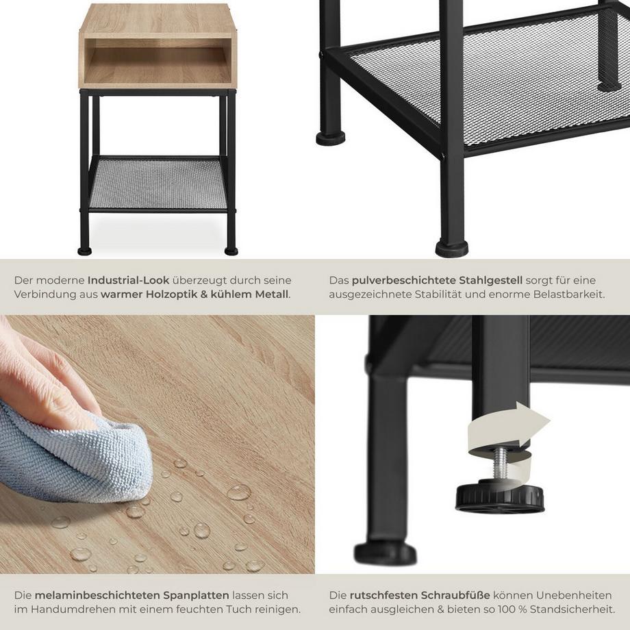 Tectake Comodino Harlow stile industriale  