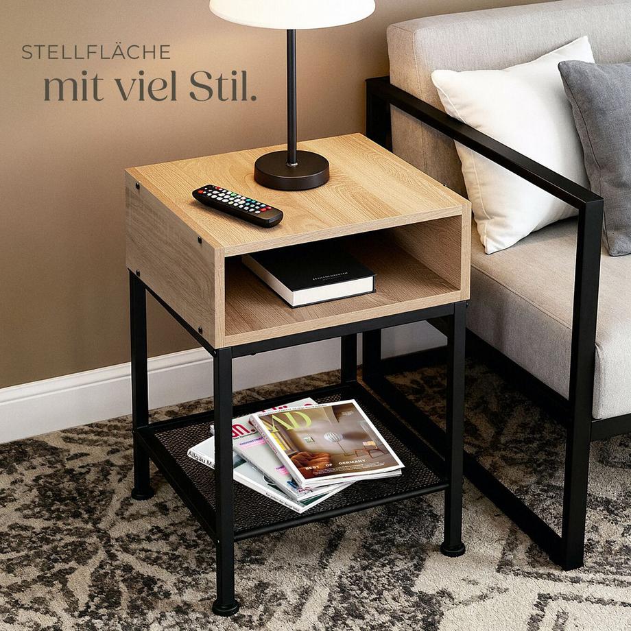 Tectake Nachttisch Harlow Industrial Style Holz und Stahl  