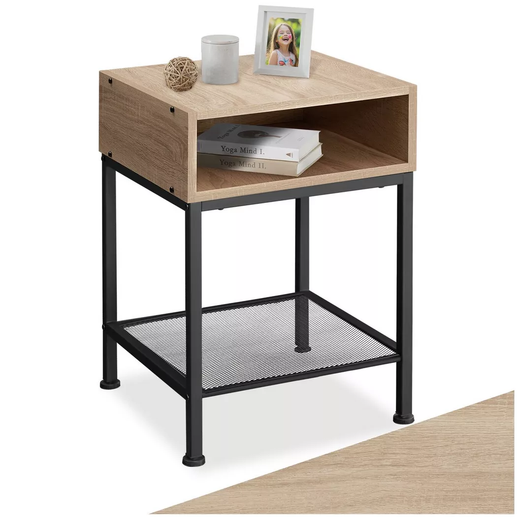 tectake Bedside Table Harlow in Light Oak