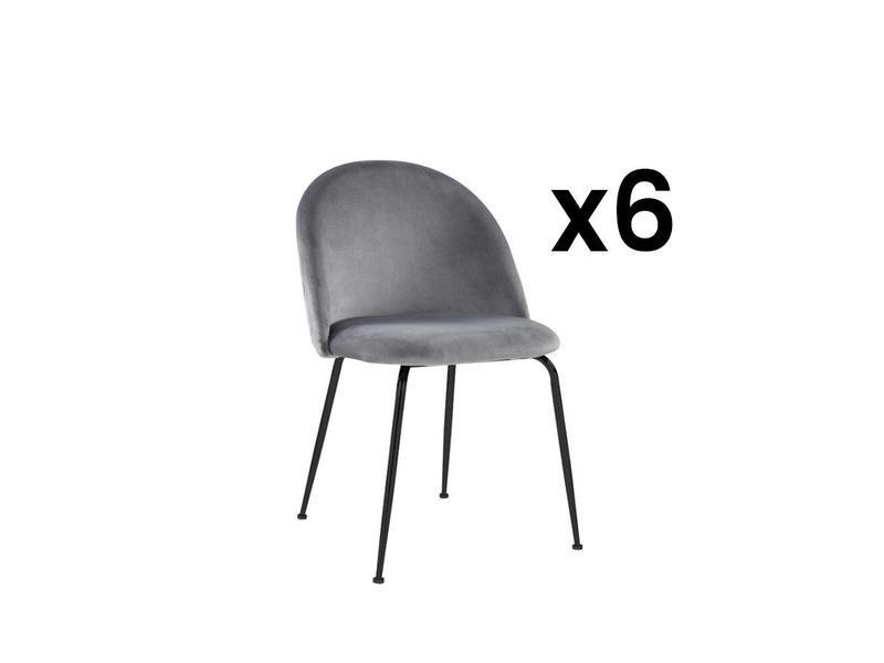 Vente-unique Lot de 6 chaises MELBOURNE Velours métal mat  