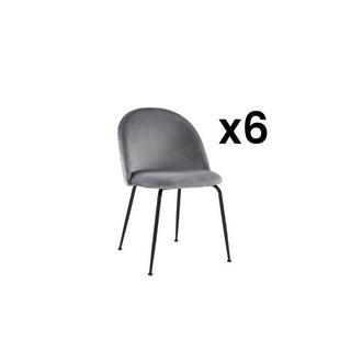 Vente-unique Lot de 6 chaises MELBOURNE Velours métal mat  