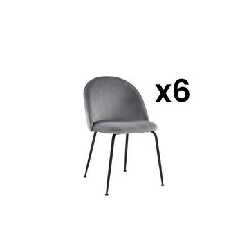 Lot de 6 chaises MELBOURNE Velours métal mat