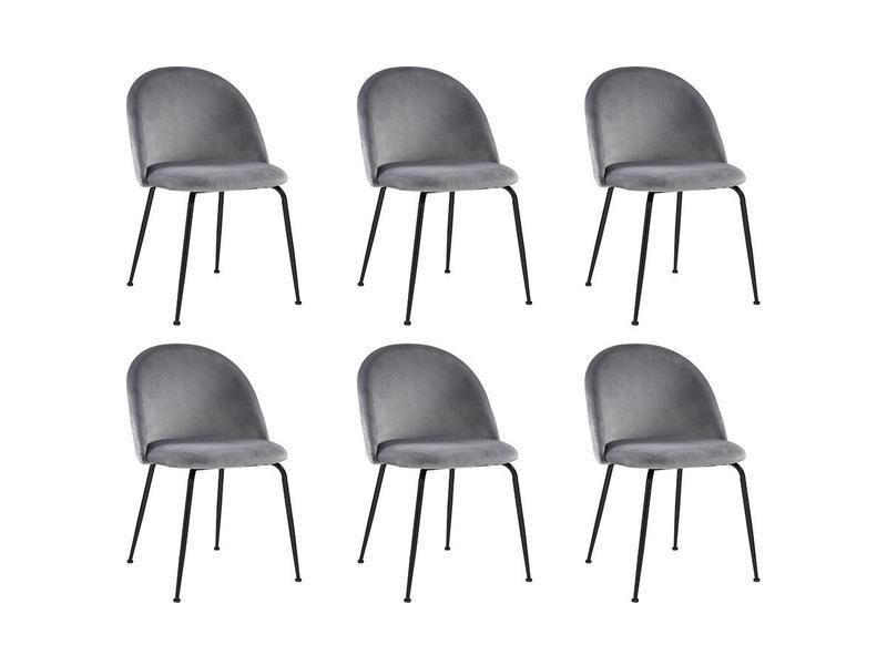 Vente-unique Lot de 6 chaises MELBOURNE Velours métal mat  