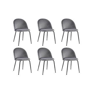 Vente-unique Lot de 6 chaises MELBOURNE Velours métal mat  